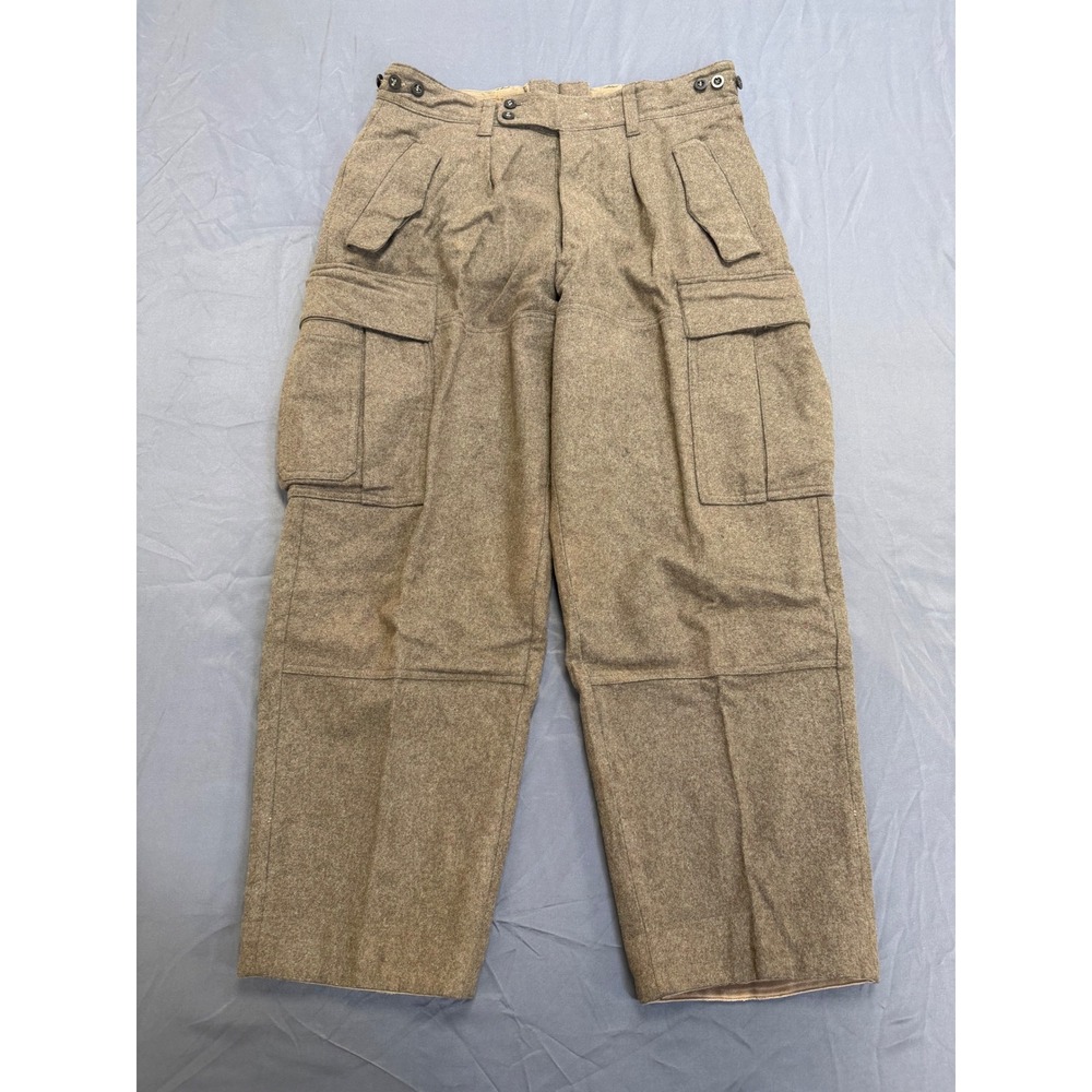 Vintage 1963 German Military Wool Cargo Pants Mens 32x28 Olive Brown Field